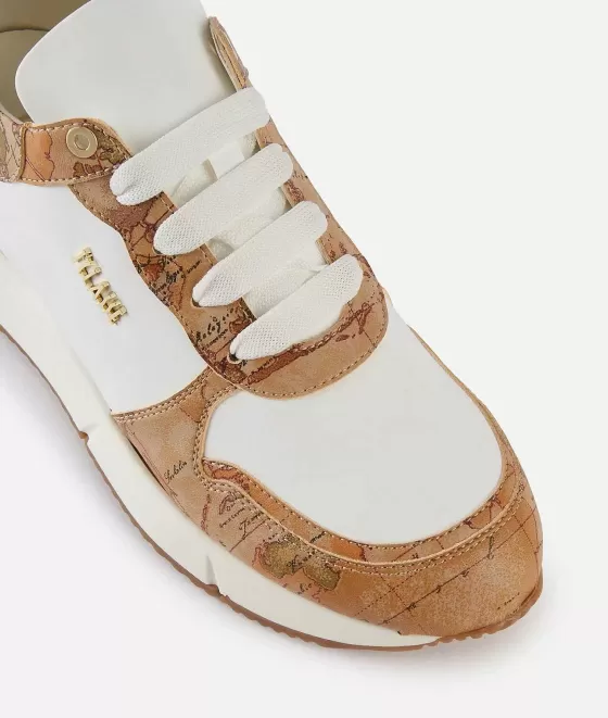 Donna Alviero Martini 1a Classe Running In Eco Nappa Con Dettagli Geo Classic Bianche
