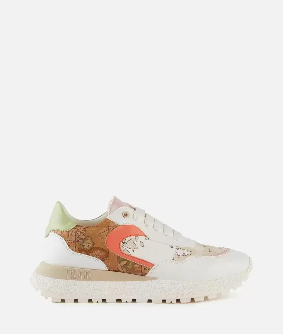 Donna Alviero Martini 1a Classe Running In Eco Nappa Geo Beige E Geo Classic Bianche