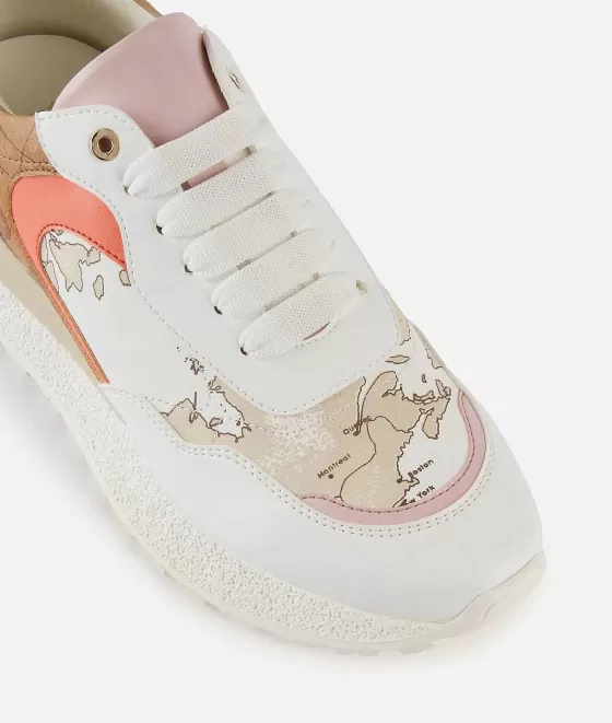 Donna Alviero Martini 1a Classe Running In Eco Nappa Geo Beige E Geo Classic Bianche
