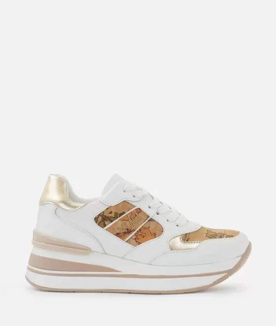 Donna Alviero Martini 1a Classe Running In Eco Nappa Stampa Geo Classic Con Logo Bianche