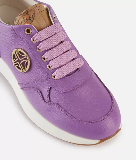 Donna Alviero Martini 1a Classe Running In Pelle Granatina Con Dettaglio 1C Malva