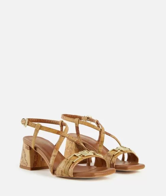 Donna Alviero Martini 1a Classe Sandali Alti In Eco Nappa Stampa Geo Classic Con Morsetto Naturali