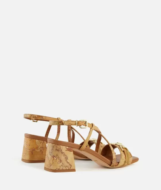 Donna Alviero Martini 1a Classe Sandali Alti In Eco Nappa Stampa Geo Classic Con Morsetto Naturali