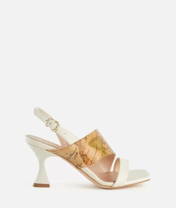 Donna Alviero Martini 1a Classe Sandali Alti In Pelle Liscia Con Inserto Geo Classic Conchiglia