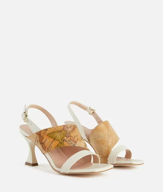 Donna Alviero Martini 1a Classe Sandali Alti In Pelle Liscia Con Inserto Geo Classic Conchiglia