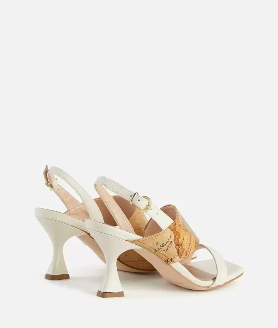 Donna Alviero Martini 1a Classe Sandali Alti In Pelle Liscia Con Inserto Geo Classic Conchiglia