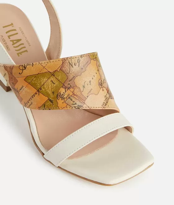 Donna Alviero Martini 1a Classe Sandali Alti In Pelle Liscia Con Inserto Geo Classic Conchiglia