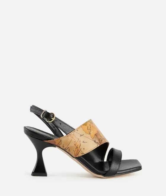 Donna Alviero Martini 1a Classe Sandali Alti In Pelle Liscia Con Inserto Geo Classic Neri