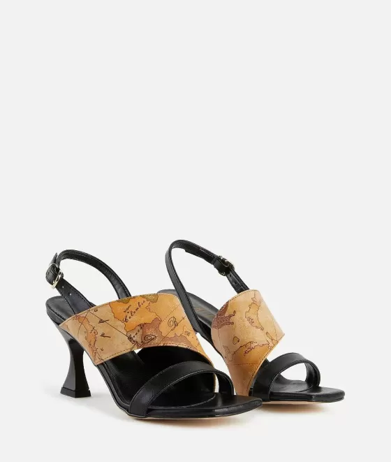 Donna Alviero Martini 1a Classe Sandali Alti In Pelle Liscia Con Inserto Geo Classic Neri