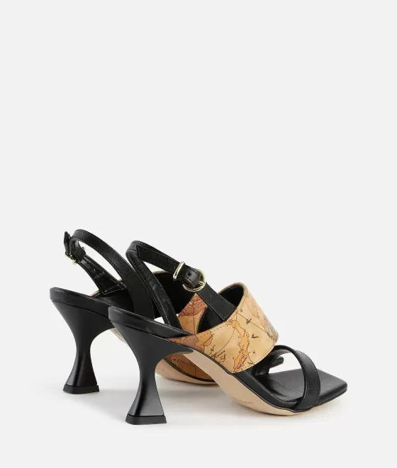 Donna Alviero Martini 1a Classe Sandali Alti In Pelle Liscia Con Inserto Geo Classic Neri