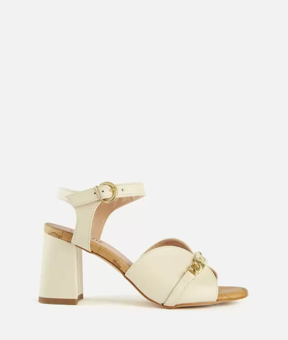 Donna Alviero Martini 1a Classe Sandali Alti In Pelle Liscia Con Morsetto Catena Conchiglia