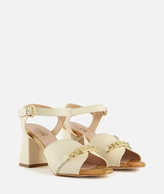 Donna Alviero Martini 1a Classe Sandali Alti In Pelle Liscia Con Morsetto Catena Conchiglia