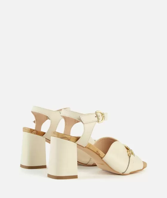 Donna Alviero Martini 1a Classe Sandali Alti In Pelle Liscia Con Morsetto Catena Conchiglia