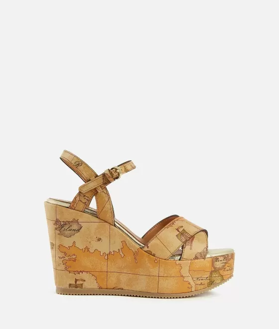 Donna Alviero Martini 1a Classe Sandali Con Zeppa Alta In Eco Nappa Geo Classic Naturali