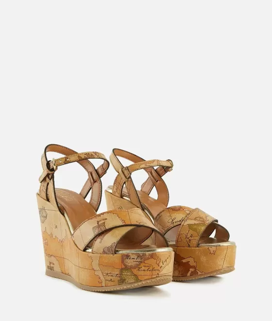 Donna Alviero Martini 1a Classe Sandali Con Zeppa Alta In Eco Nappa Geo Classic Naturali