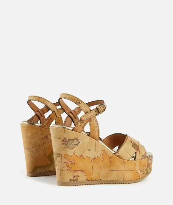 Donna Alviero Martini 1a Classe Sandali Con Zeppa Alta In Eco Nappa Geo Classic Naturali