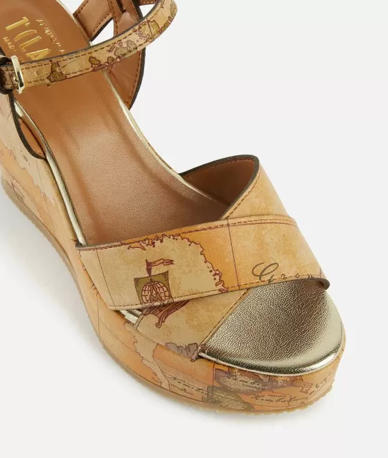 Donna Alviero Martini 1a Classe Sandali Con Zeppa Alta In Eco Nappa Geo Classic Naturali