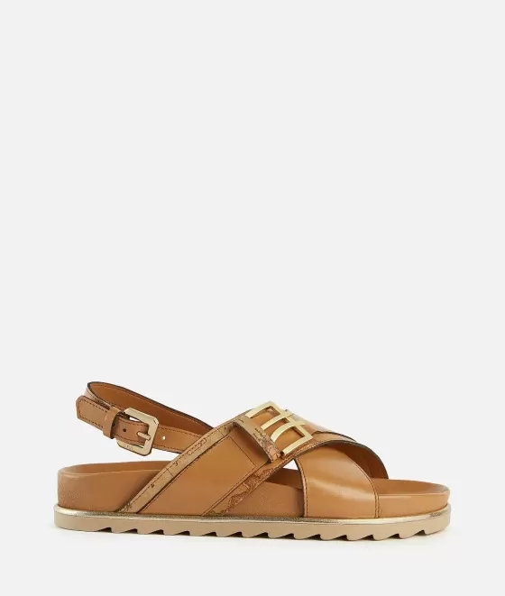 Donna Alviero Martini 1a Classe Sandali In Eco Nappa Con Dettagli Geo Classic Cuoio