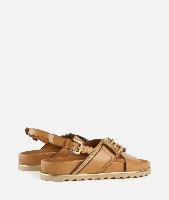 Donna Alviero Martini 1a Classe Sandali In Eco Nappa Con Dettagli Geo Classic Cuoio