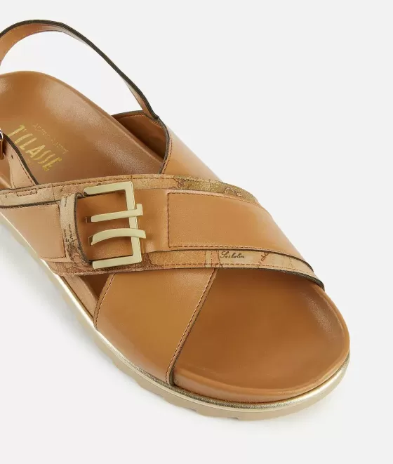 Donna Alviero Martini 1a Classe Sandali In Eco Nappa Con Dettagli Geo Classic Cuoio