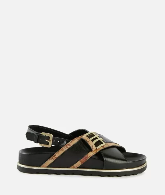 Donna Alviero Martini 1a Classe Sandali In Eco Nappa Con Dettagli Geo Classic Neri