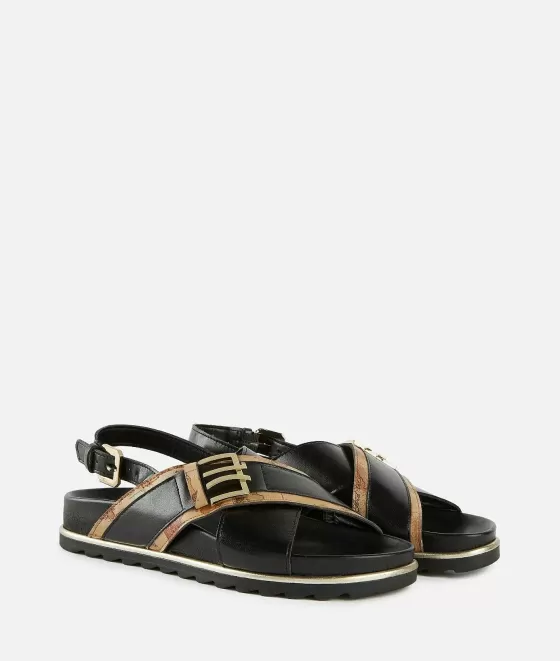 Donna Alviero Martini 1a Classe Sandali In Eco Nappa Con Dettagli Geo Classic Neri