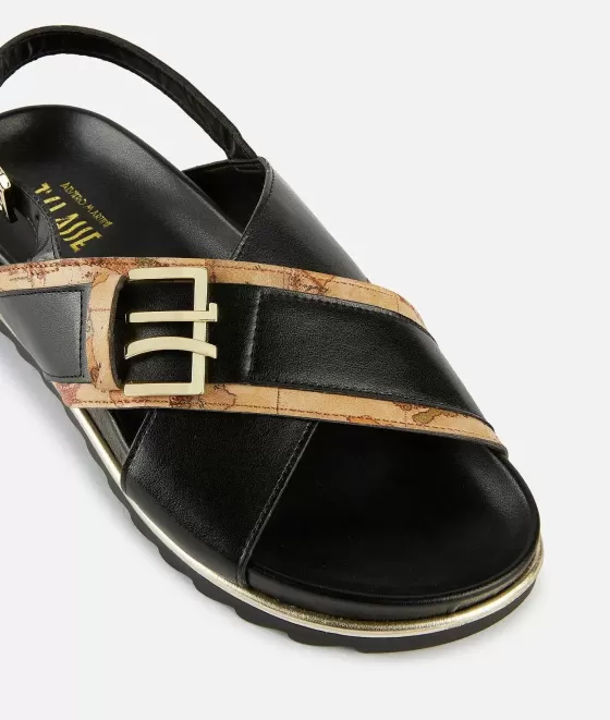Donna Alviero Martini 1a Classe Sandali In Eco Nappa Con Dettagli Geo Classic Neri