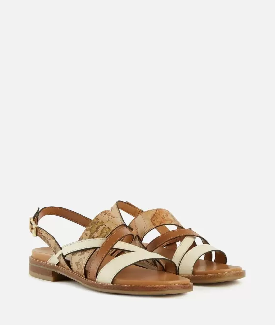 Donna Alviero Martini 1a Classe Sandali In Pelle Liscia Con Dettagli Geo Classic Naturali