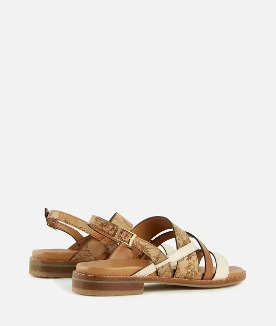 Donna Alviero Martini 1a Classe Sandali In Pelle Liscia Con Dettagli Geo Classic Naturali