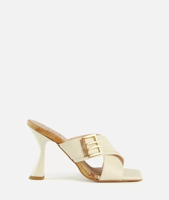 Donna Alviero Martini 1a Classe Sandali In Pelle Liscia Con Dettaglio Squadrato 1C Conchiglia