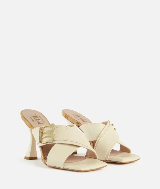 Donna Alviero Martini 1a Classe Sandali In Pelle Liscia Con Dettaglio Squadrato 1C Conchiglia