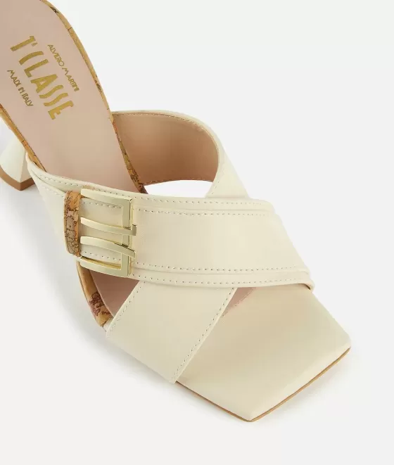 Donna Alviero Martini 1a Classe Sandali In Pelle Liscia Con Dettaglio Squadrato 1C Conchiglia