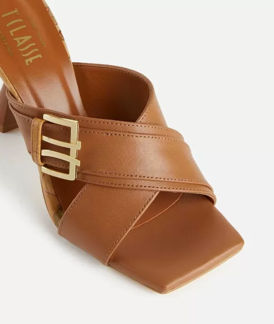 Donna Alviero Martini 1a Classe Sandali In Pelle Liscia Con Dettaglio Squadrato 1C Cuoio