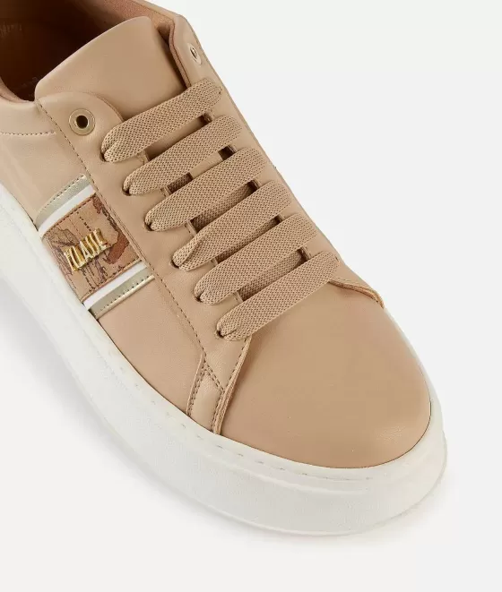 Donna Alviero Martini 1a Classe Sneakers Alte In Eco Nappa Con Banda Laterale Geo Classic Naturali