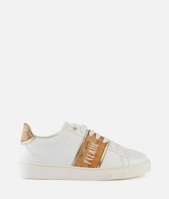 Donna Alviero Martini 1a Classe Sneakers In Eco Nappa Con Banda Laterale Geo Classic Bianche