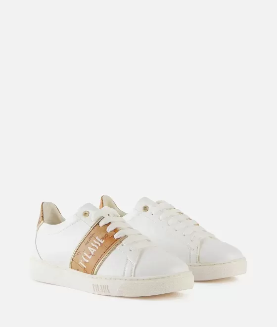 Donna Alviero Martini 1a Classe Sneakers In Eco Nappa Con Banda Laterale Geo Classic Bianche