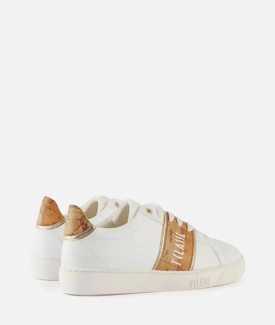Donna Alviero Martini 1a Classe Sneakers In Eco Nappa Con Banda Laterale Geo Classic Bianche