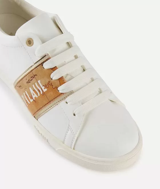 Donna Alviero Martini 1a Classe Sneakers In Eco Nappa Con Banda Laterale Geo Classic Bianche
