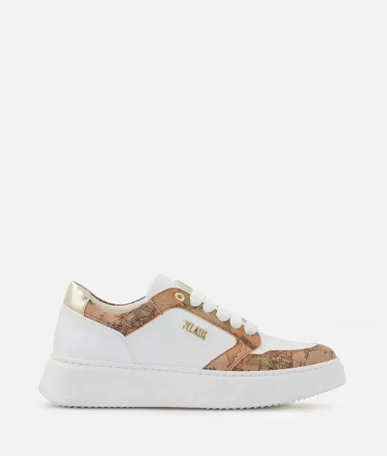 Donna Alviero Martini 1a Classe Sneakers In Eco Nappa Con Dettagli Geo Classic Bianche