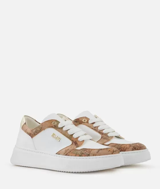 Donna Alviero Martini 1a Classe Sneakers In Eco Nappa Con Dettagli Geo Classic Bianche