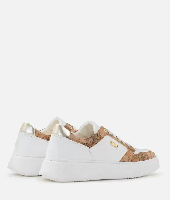 Donna Alviero Martini 1a Classe Sneakers In Eco Nappa Con Dettagli Geo Classic Bianche