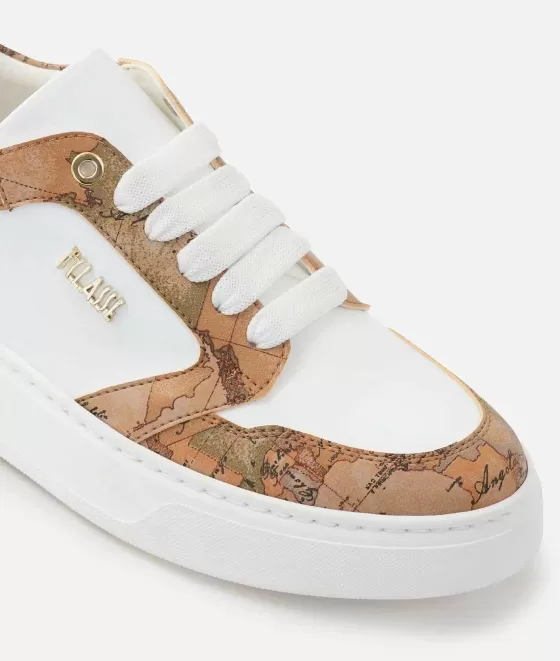 Donna Alviero Martini 1a Classe Sneakers In Eco Nappa Con Dettagli Geo Classic Bianche