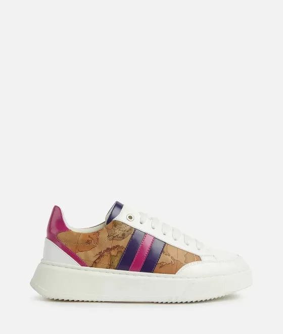 Donna Alviero Martini 1a Classe Sneakers In Eco Nappa Con Inserti In Tessuto Spazzolato Lucido Fuxia