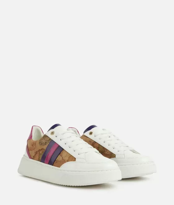 Donna Alviero Martini 1a Classe Sneakers In Eco Nappa Con Inserti In Tessuto Spazzolato Lucido Fuxia