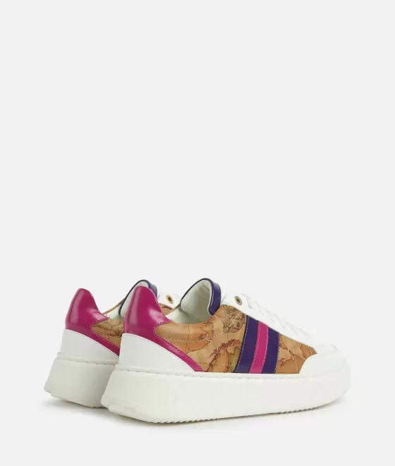 Donna Alviero Martini 1a Classe Sneakers In Eco Nappa Con Inserti In Tessuto Spazzolato Lucido Fuxia