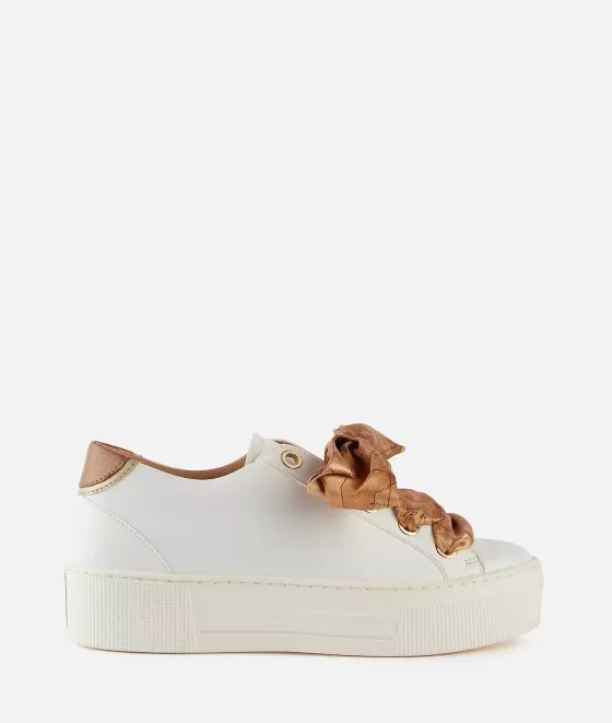 Donna Alviero Martini 1a Classe Sneakers In Eco Nappa Con Lacci In Raso Stampa Geo Classic Bianche