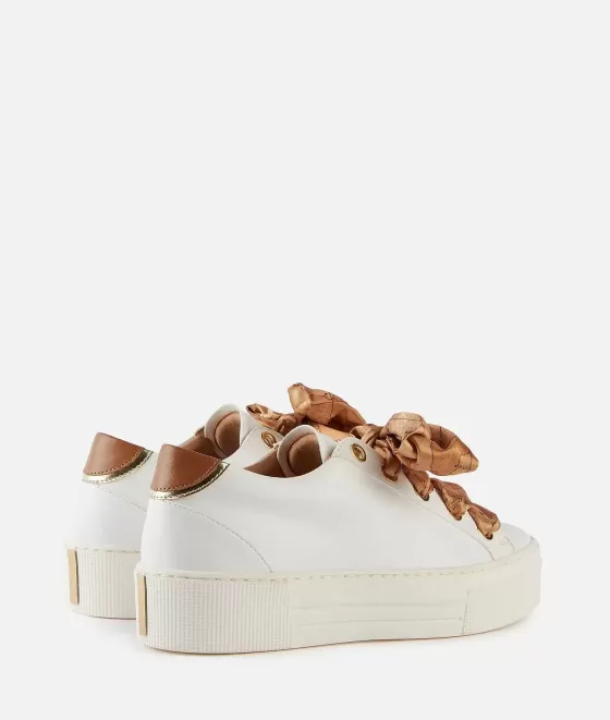 Donna Alviero Martini 1a Classe Sneakers In Eco Nappa Con Lacci In Raso Stampa Geo Classic Bianche