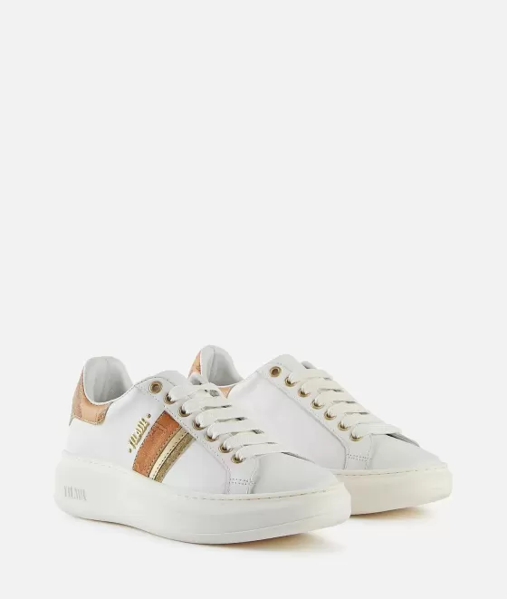 Donna Alviero Martini 1a Classe Sneakers In Pelle Liscia Con Banda Mix E Logo Bianche