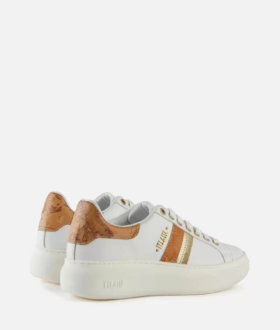 Donna Alviero Martini 1a Classe Sneakers In Pelle Liscia Con Banda Mix E Logo Bianche