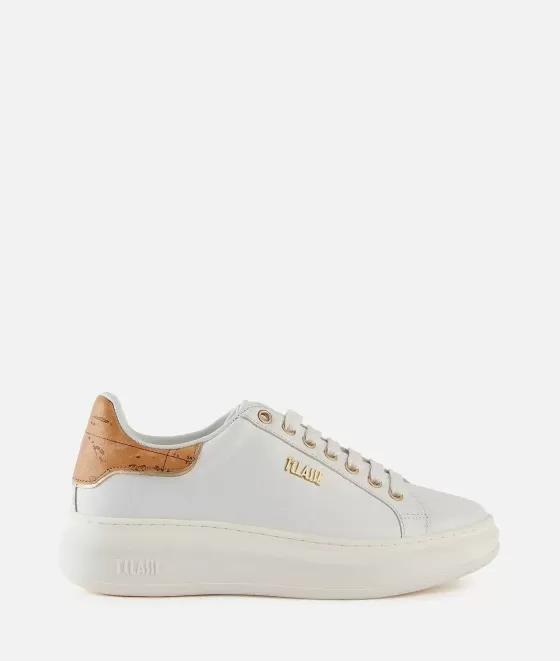 Donna Alviero Martini 1a Classe Sneakers In Pelle Liscia Con Dettagli In Nappa Geo Classic Bianche